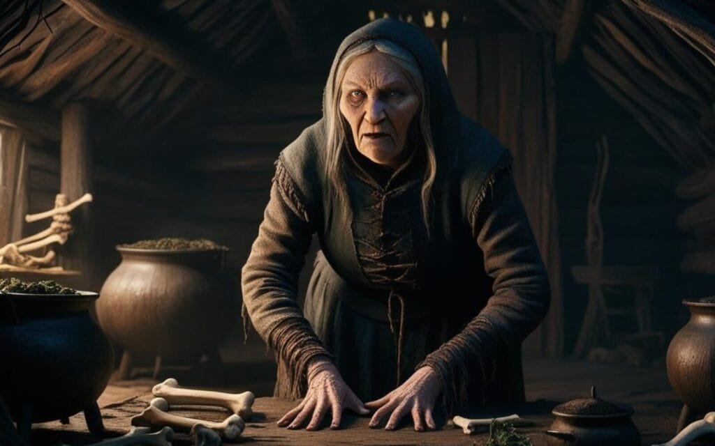 Baba Yaga in her hut