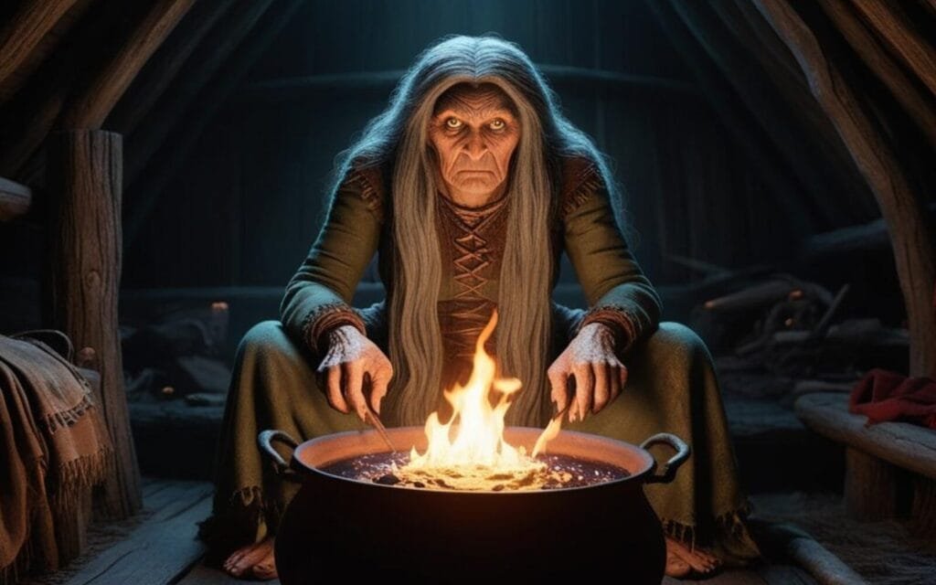 Baba Yaga in her hut