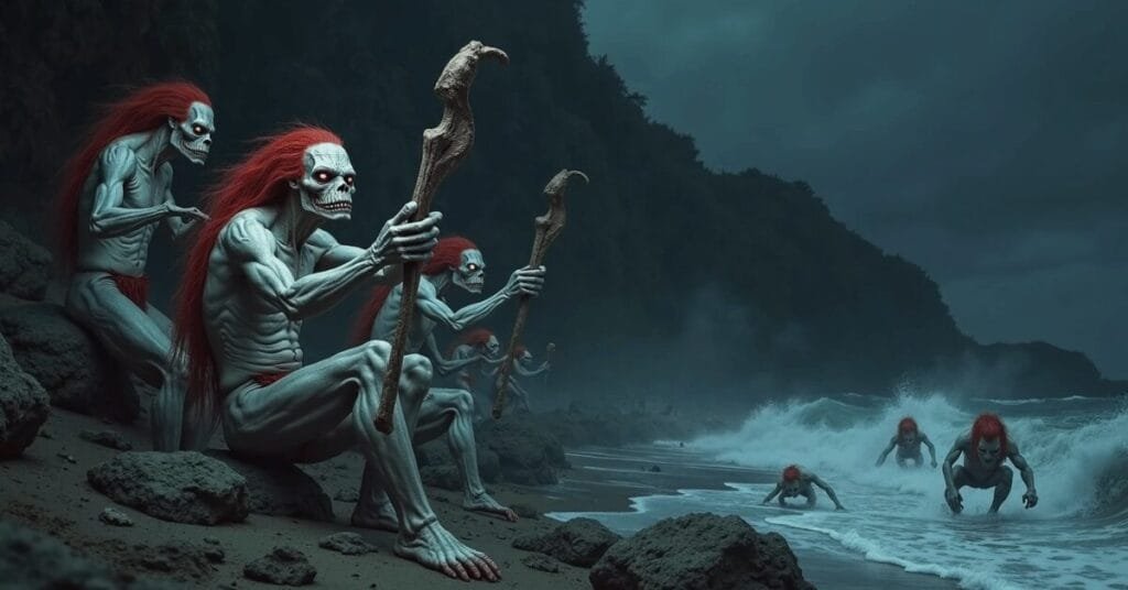 Ponaturi priests with the bones of Wahieroa