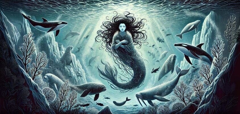 artists impression of the Goddess of The Sea, Sedna, from Inuit and Yupik Mythology