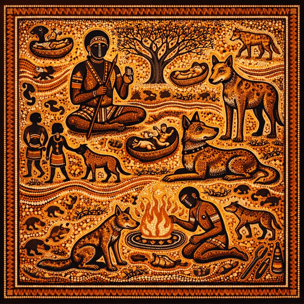 dreamtime human and dingo