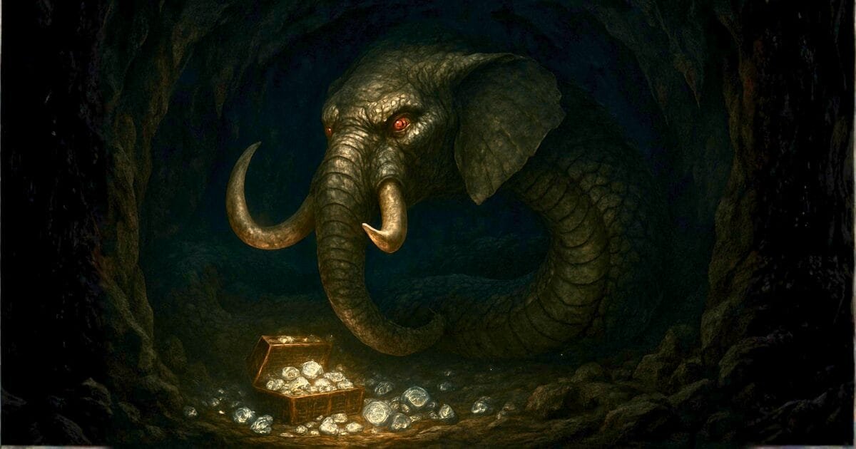 grootslang guarding its treasure
