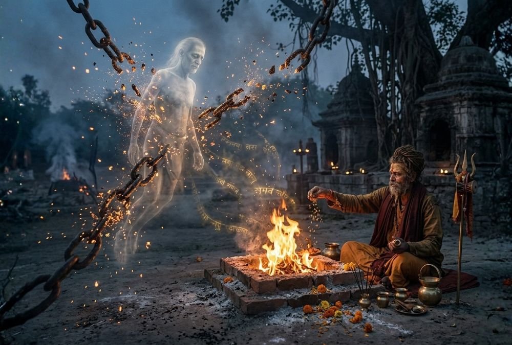 Liberating the Vetala with antyeshti (funerary rites)