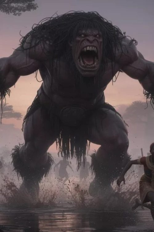 Discover the Zimwi Swahili ogre and shapeshifter, as a moral enforcer in African folklore, haunting caravan roads and village fringes as brute abductor.